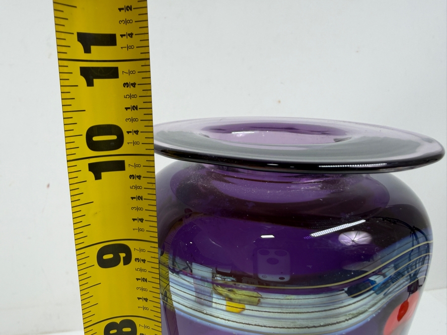 Robert Wynne Of Denizen Glass Design Studio Purple Art Glass Vase 10'H [Photo 8]