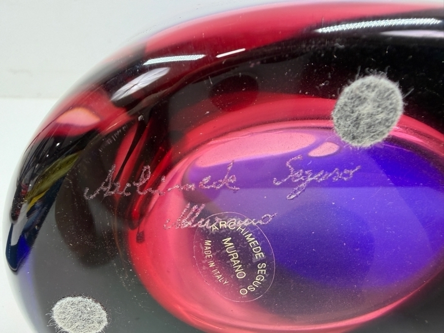 Large Murano Carnevale Art Glass Vase by Vetreria Archimede Seguso Italy 1980s 6.75'W X 11.25'H Purchased For $1,266 [Photo 10]