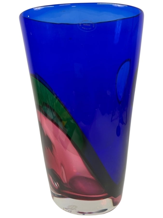 Large Murano Carnevale Art Glass Vase by Vetreria Archimede Seguso Italy 1980s 6.75'W X 11.25'H Purchased For $1,266