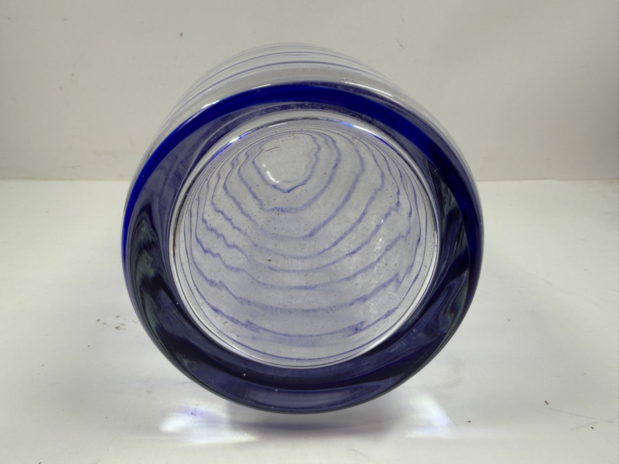 Art Glass Vase With Blue Swirl 16'H [Photo 6]