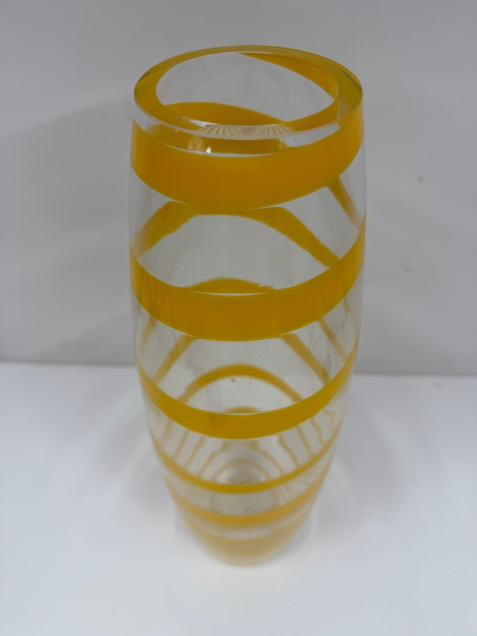 Art Glass Vase With Yellow Swirl 16'H [Photo 4]