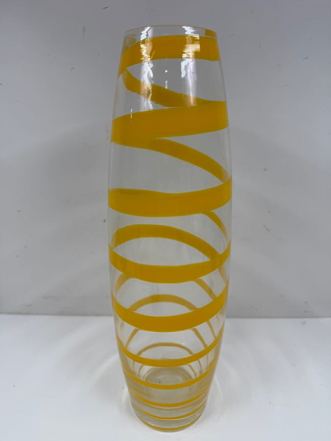 Art Glass Vase With Yellow Swirl 16'H [Photo 2]