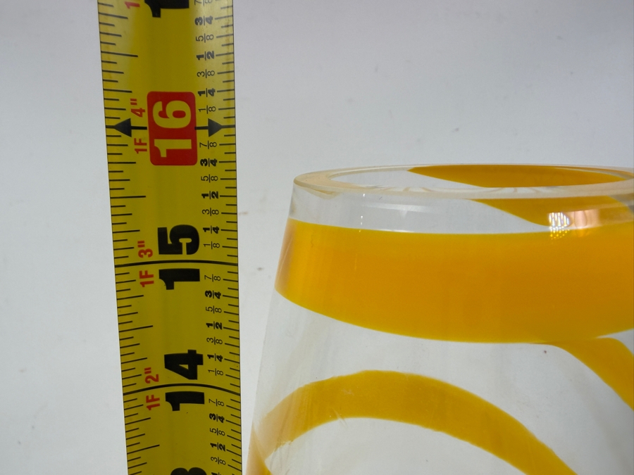 Art Glass Vase With Yellow Swirl 16'H [Photo 6]