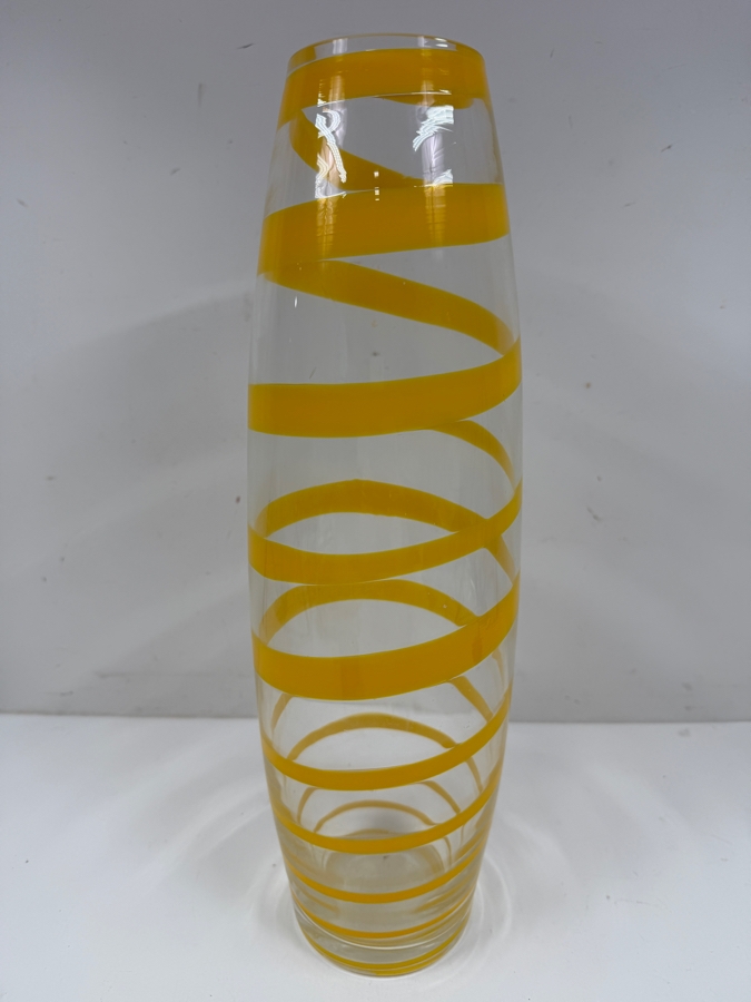 Art Glass Vase With Yellow Swirl 16'H [Photo 3]