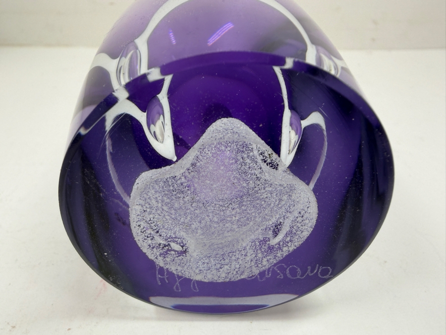 Vintage Signed Hand-Blown Art Glass Vase By Adam Jablonski For Varsava 11'H [Photo 7]