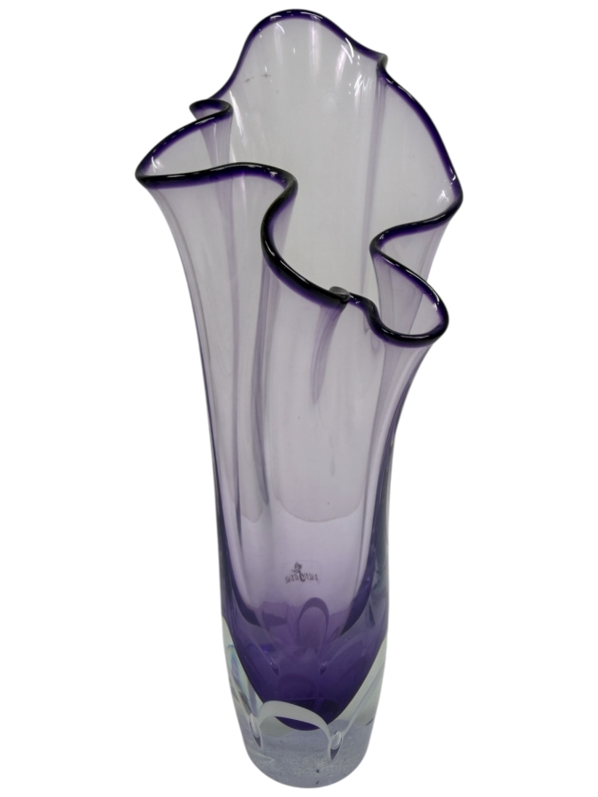 Vintage Signed Hand-Blown Art Glass Vase By Adam Jablonski For Varsava 11'H