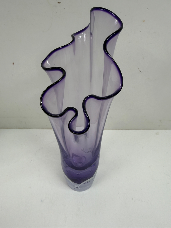 Vintage Signed Hand-Blown Art Glass Vase By Adam Jablonski For Varsava 11'H [Photo 4]