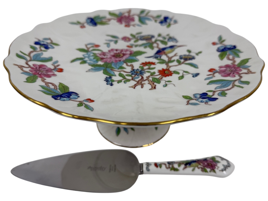 Aynsley Pembroke Fine English Bone China Cake Stand And Server 10'W x 4.5'H