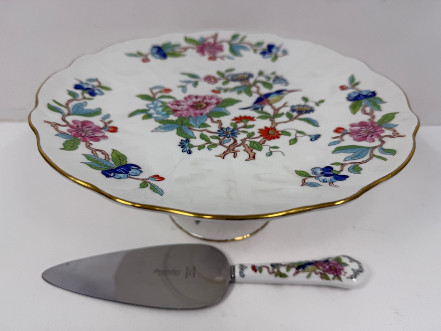 Aynsley Pembroke Fine English Bone China Cake Stand And Server 10'W x 4.5'H [Photo 2]