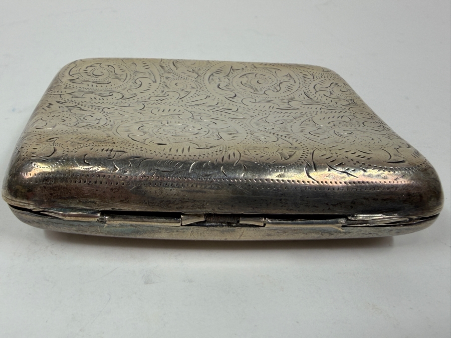 Antique Sterling Silver Monogrammed ANH Cigarette Or Card Case - Hinge Needs Repair 92.6g [Photo 3]