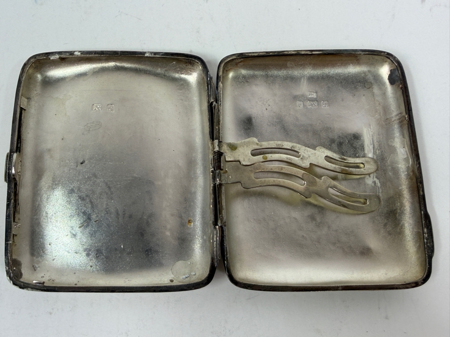 Antique Sterling Silver Monogrammed ANH Cigarette Or Card Case - Hinge Needs Repair 92.6g [Photo 4]