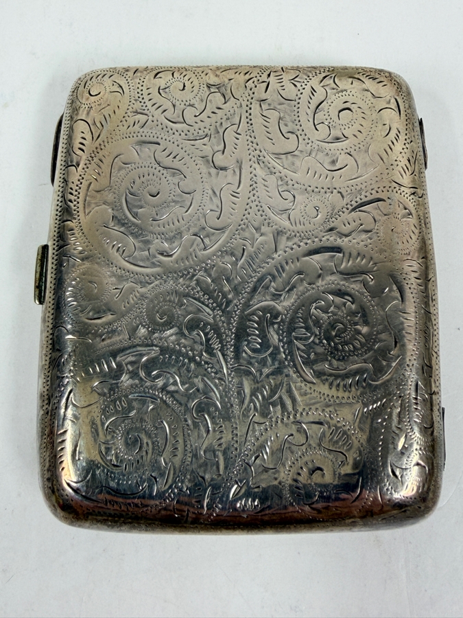 Antique Sterling Silver Monogrammed ANH Cigarette Or Card Case - Hinge Needs Repair 92.6g [Photo 2]