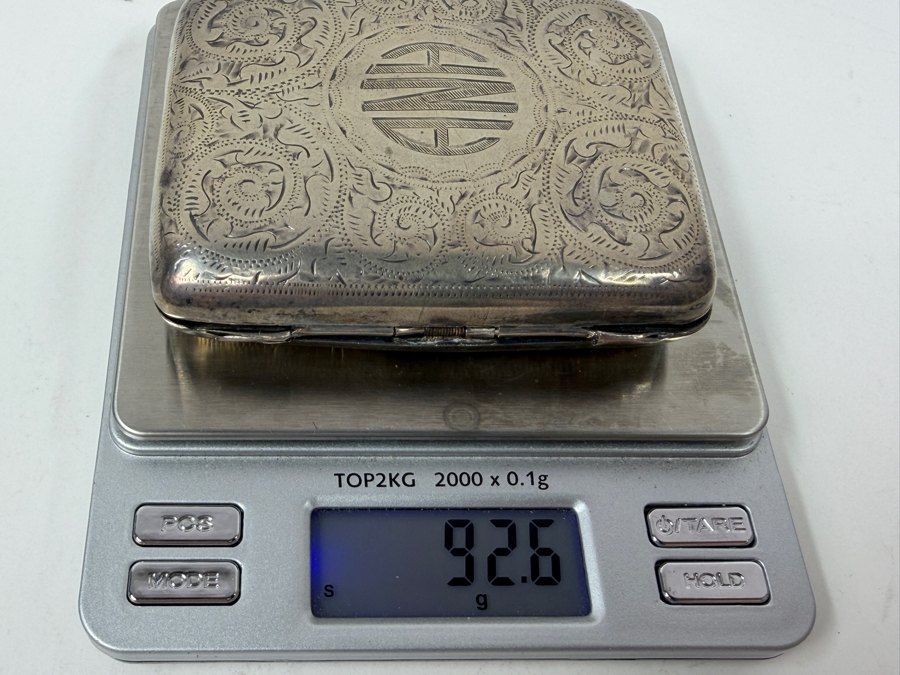Antique Sterling Silver Monogrammed ANH Cigarette Or Card Case - Hinge Needs Repair 92.6g [Photo 7]