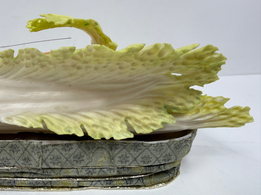 Chinese Carved Polychrome Bone Figurine Depicting A Grasshopper Resting On A Cabbage Leaf 8'W x 3.5'H [Photo 14]