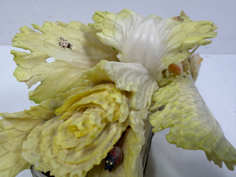 Chinese Carved Polychrome Bone Figurine Depicting A Grasshopper Resting On A Cabbage Leaf 8'W x 3.5'H [Photo 10]