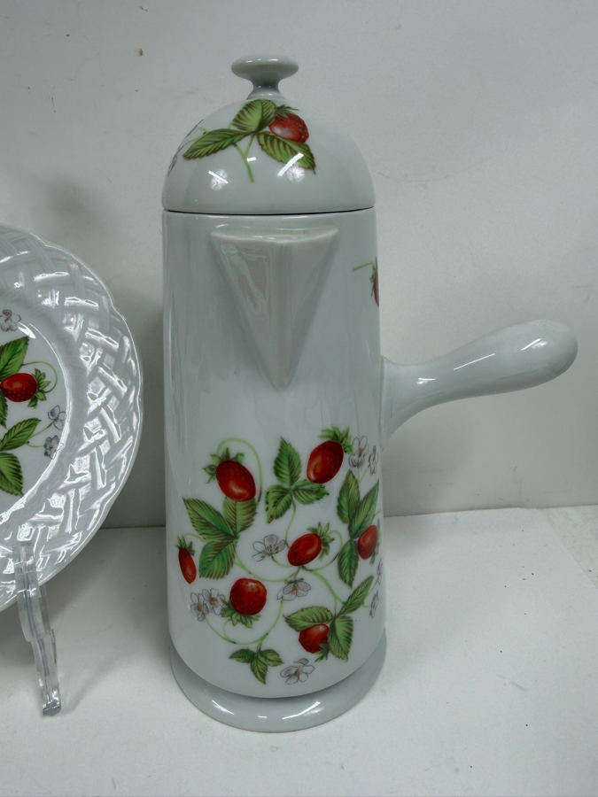 Lot Of (3) Vintage French Limoges Porcelain Items Including Footed Bowl, Plate and Coffee Pot - See Photos for Details [Photo 3]