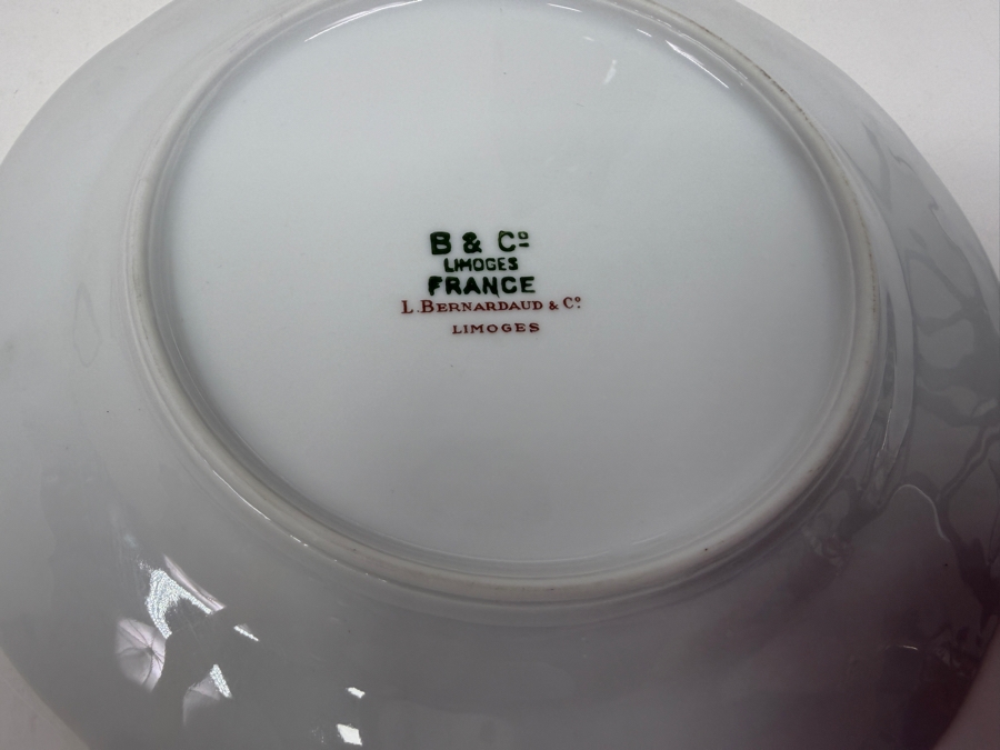 Lot Of (3) Vintage French Limoges Porcelain Items Including Footed Bowl, Plate and Coffee Pot - See Photos for Details [Photo 9]