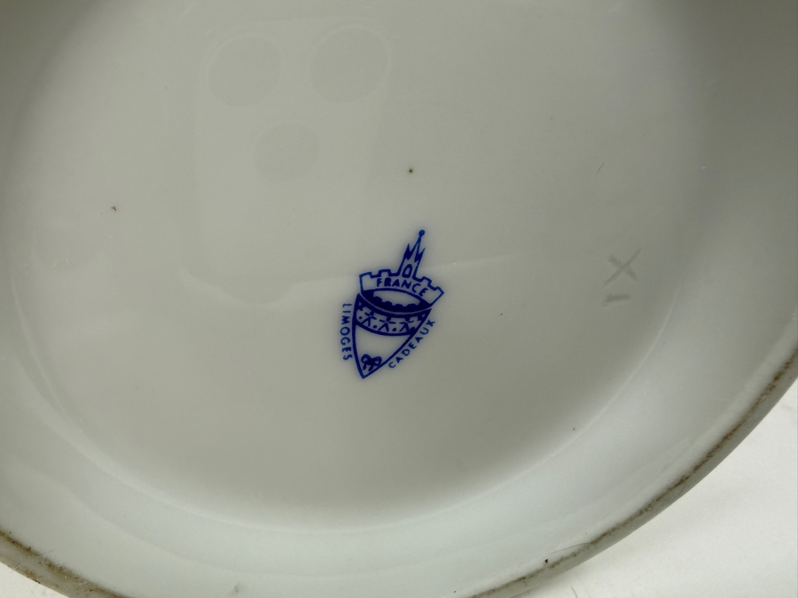 Lot Of (3) Vintage French Limoges Porcelain Items Including Footed Bowl, Plate and Coffee Pot - See Photos for Details [Photo 12]