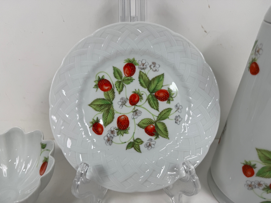 Lot Of (3) Vintage French Limoges Porcelain Items Including Footed Bowl, Plate and Coffee Pot - See Photos for Details [Photo 2]