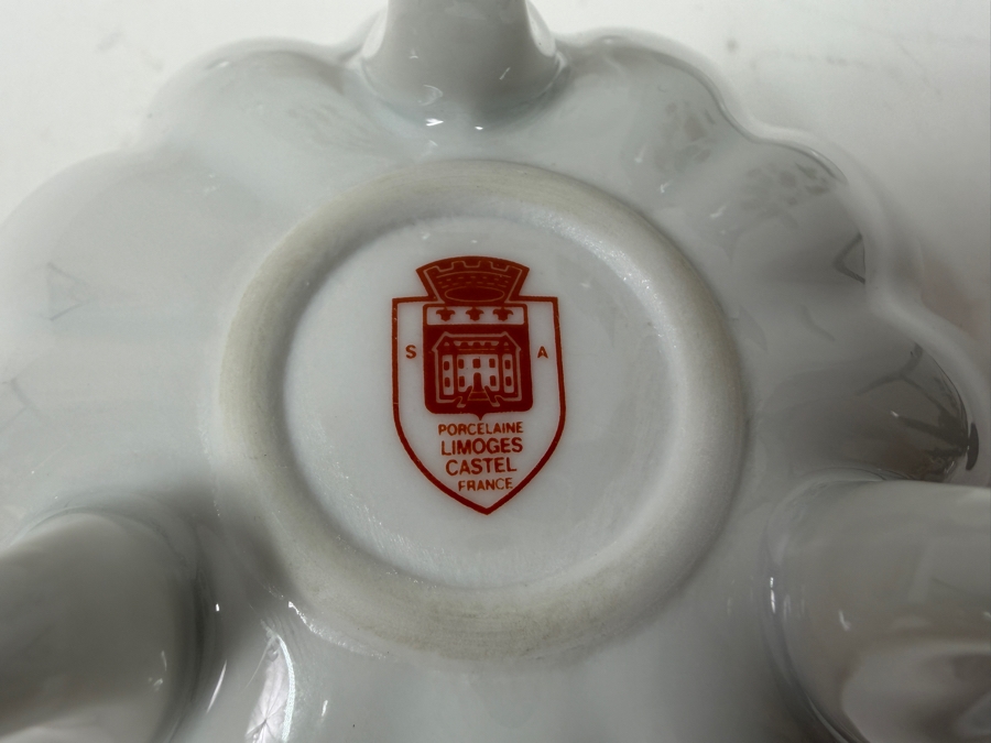 Lot Of (3) Vintage French Limoges Porcelain Items Including Footed Bowl, Plate and Coffee Pot - See Photos for Details [Photo 6]