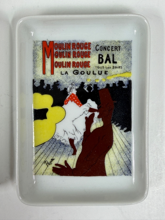 Set Of Four Toulouse Lautrec Poster Art Porcelain Trinket Dishes From Limoges France 3'W x 4'H [Photo 2]