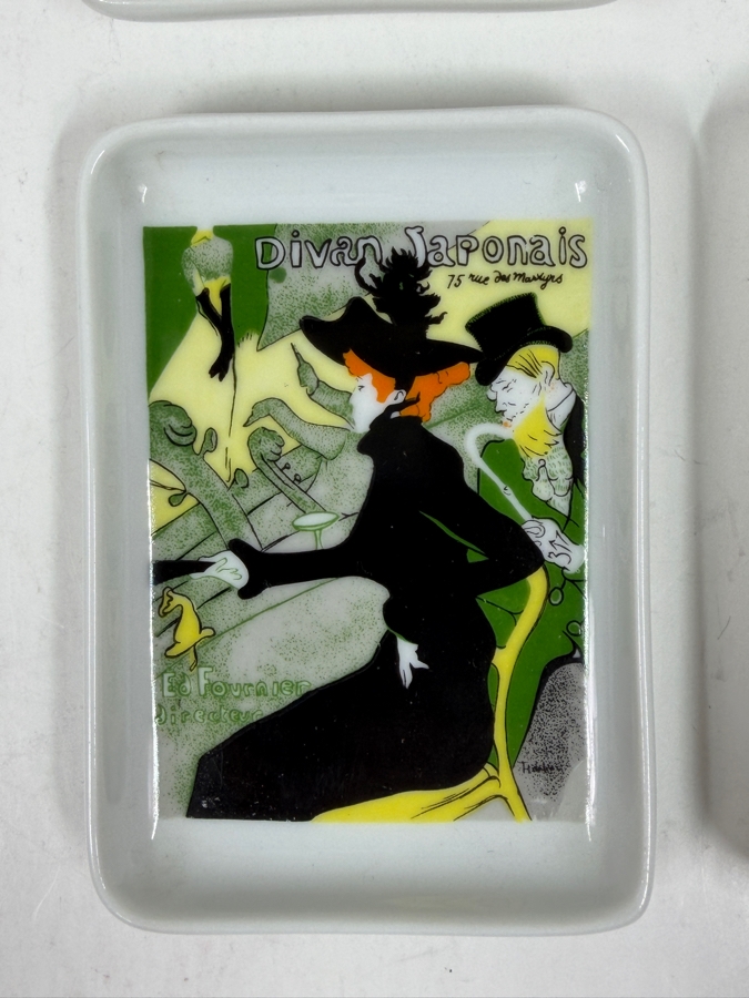 Set Of Four Toulouse Lautrec Poster Art Porcelain Trinket Dishes From Limoges France 3'W x 4'H [Photo 3]