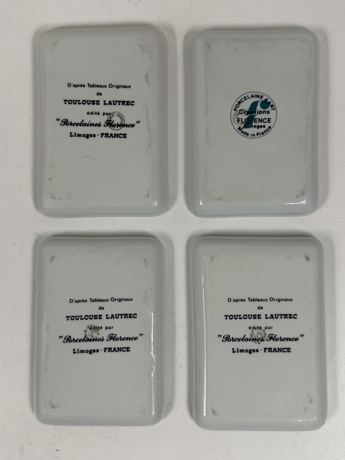 Set Of Four Toulouse Lautrec Poster Art Porcelain Trinket Dishes From Limoges France 3'W x 4'H [Photo 6]