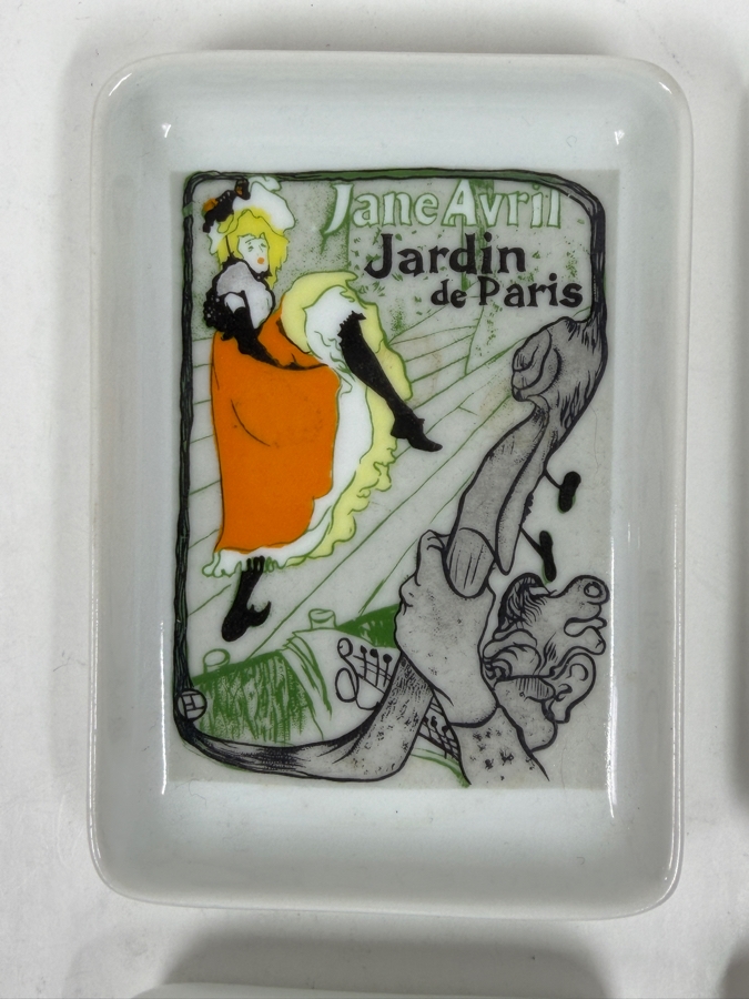 Set Of Four Toulouse Lautrec Poster Art Porcelain Trinket Dishes From Limoges France 3'W x 4'H [Photo 4]