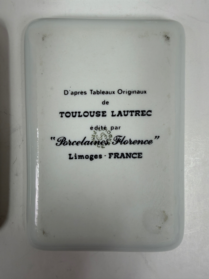 Set Of Four Toulouse Lautrec Poster Art Porcelain Trinket Dishes From Limoges France 3'W x 4'H [Photo 8]