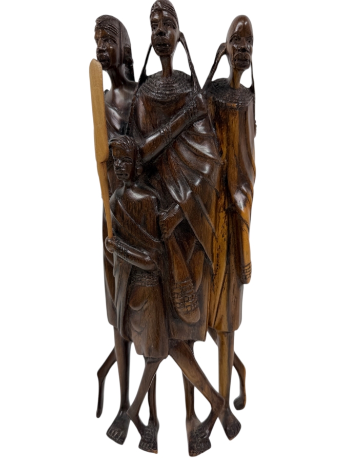Vintage Hand-Carved African Tribal Sculpture 11'H