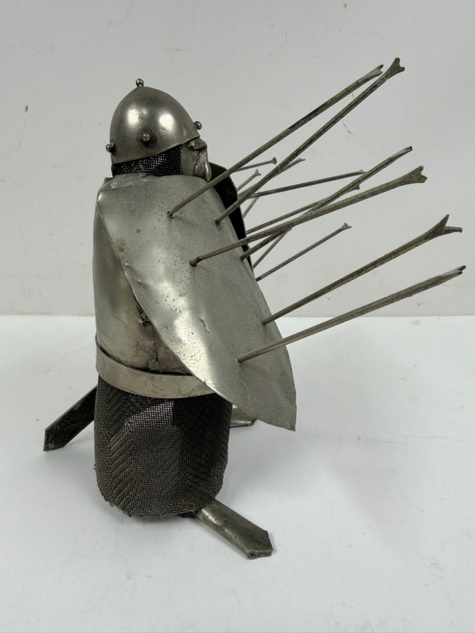 Vintage Michel Laude 'Etain' Pewter Metal Brutalist Knight Warrior Sculpture 7.5'H [Photo 13]