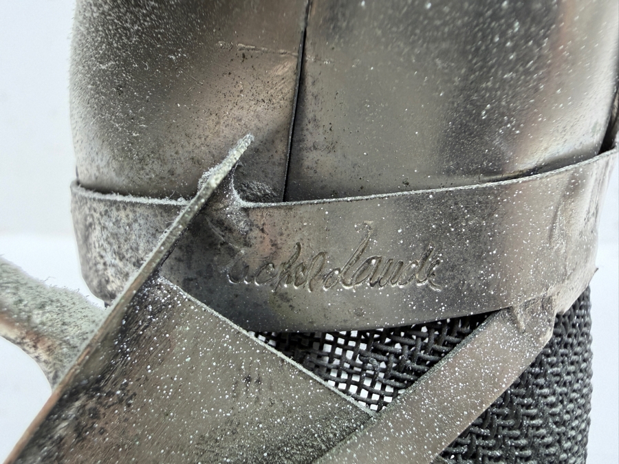 Vintage Michel Laude 'Etain' Pewter Metal Brutalist Knight Warrior Sculpture 7.5'H [Photo 6]