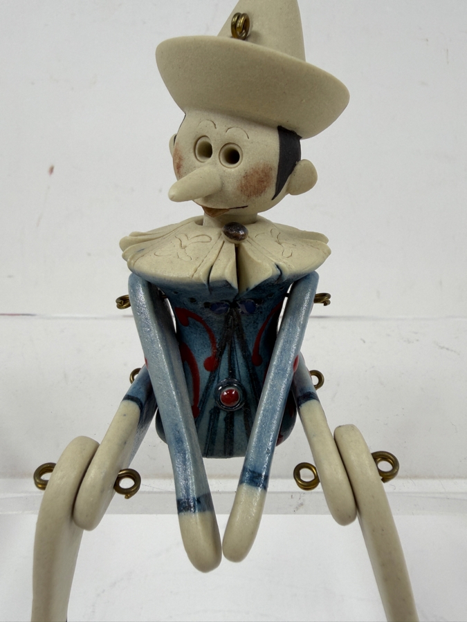 Rare Vintage Ceramic Articulated Marionette Pinocchio Figurine With Metal Joints Hand Made In Florence, Italy 6'L [Photo 3]