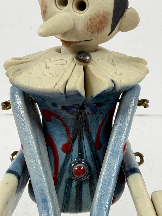 Rare Vintage Ceramic Articulated Marionette Pinocchio Figurine With Metal Joints Hand Made In Florence, Italy 6'L [Photo 2]