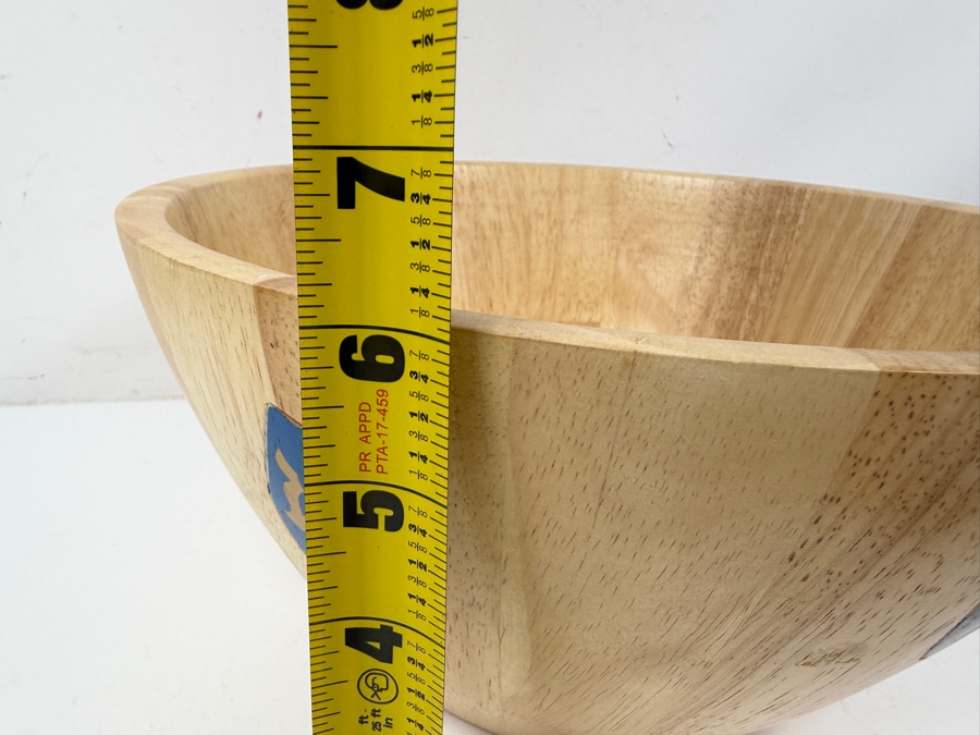 Clay Art Hand Painted Wooden Serving Bowl With Dreidel Designs And Spoons 12'W x 6'H [Photo 7]