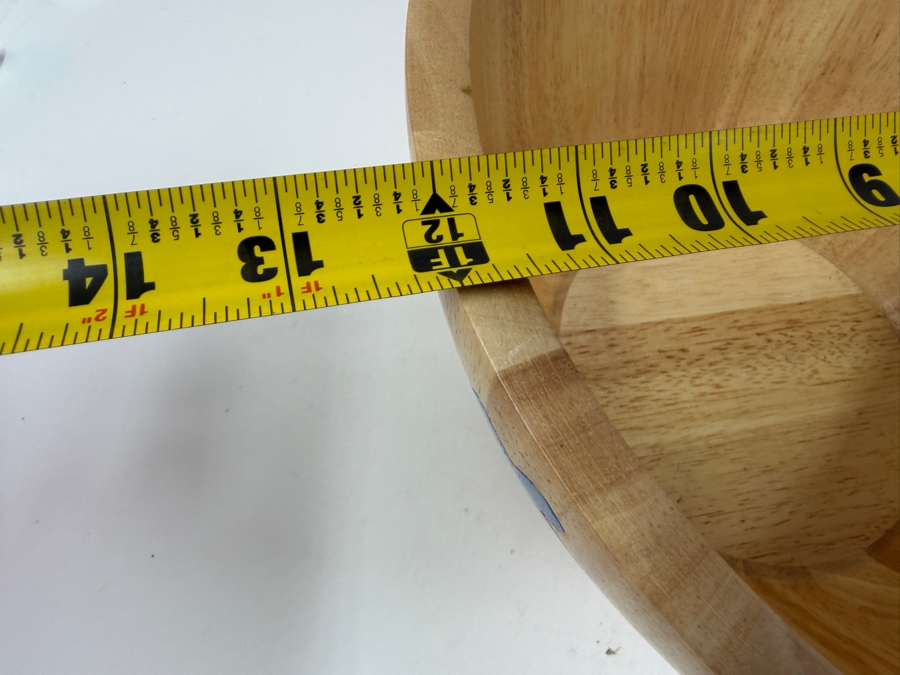 Clay Art Hand Painted Wooden Serving Bowl With Dreidel Designs And Spoons 12'W x 6'H [Photo 6]