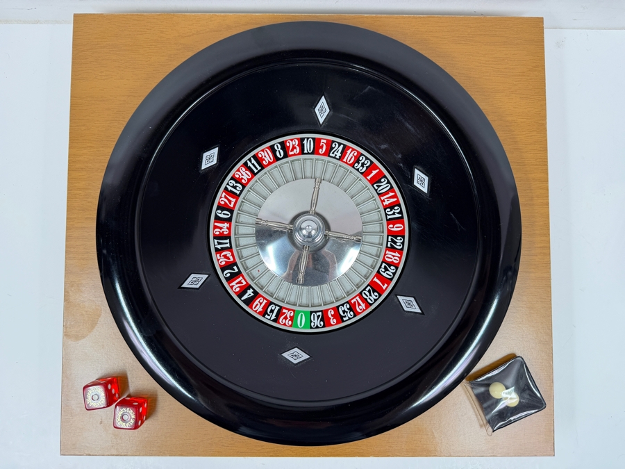 Vintage Roulette Wheel And Accessories Made In Italy 15'W X 13'H [Photo 2]