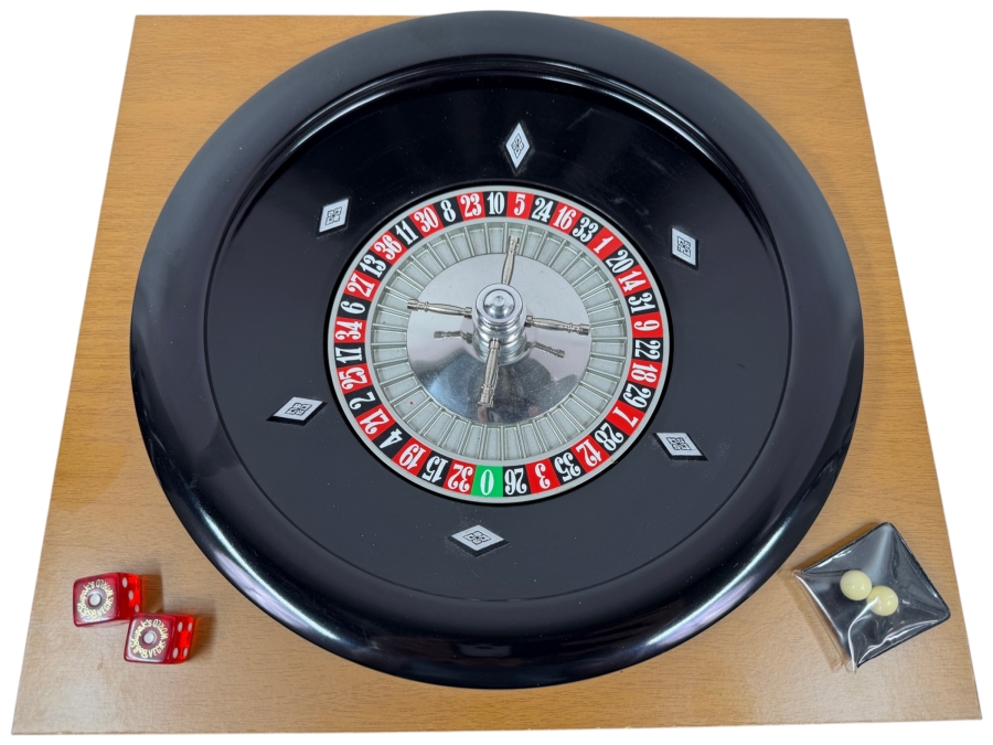 Vintage Roulette Wheel And Accessories Made In Italy 15'W X 13'H