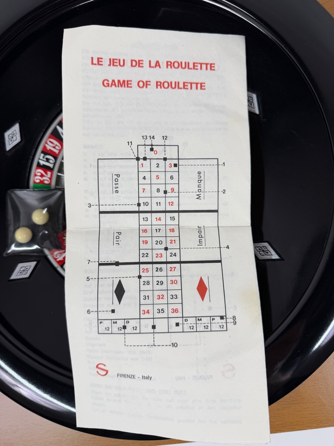 Vintage Roulette Wheel And Accessories Made In Italy 15'W X 13'H [Photo 8]