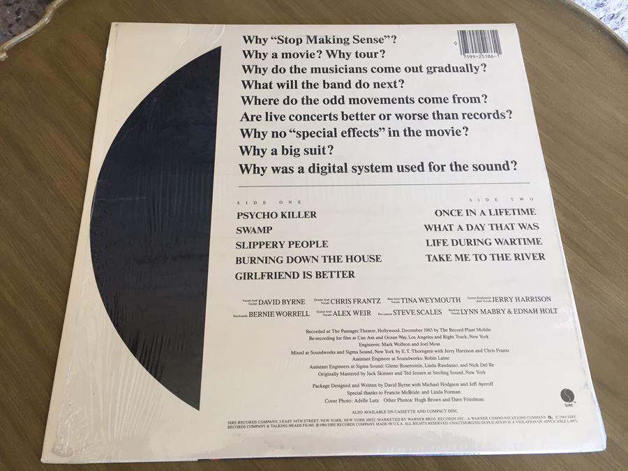 Talking Heads ‎- Stop Making Sense - Sire ‎- 1-25186 [Photo 2]