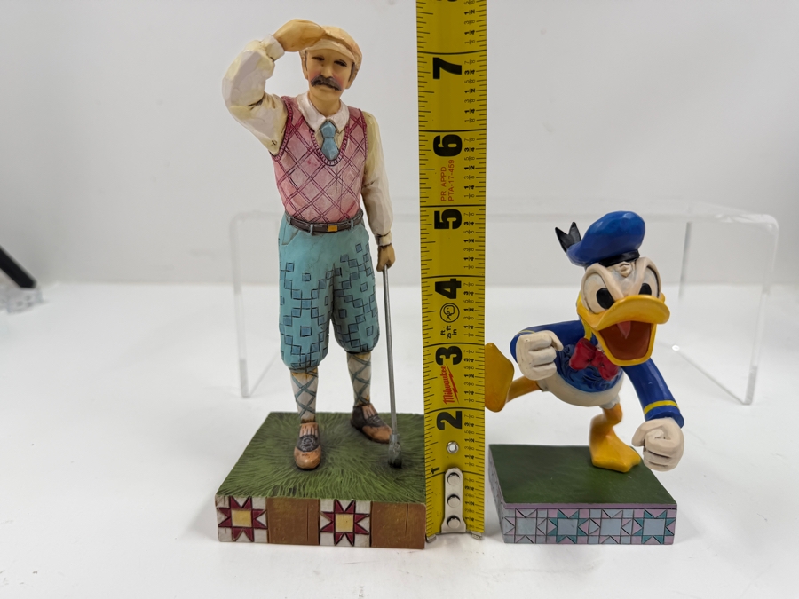 Jim Shore Heartwood Creek Vintage Male Golfer Figurine And Enesco Disney Traditions Fowl Temper Donald Duck Collectible Statue 7'H and 5'H [Photo 7]