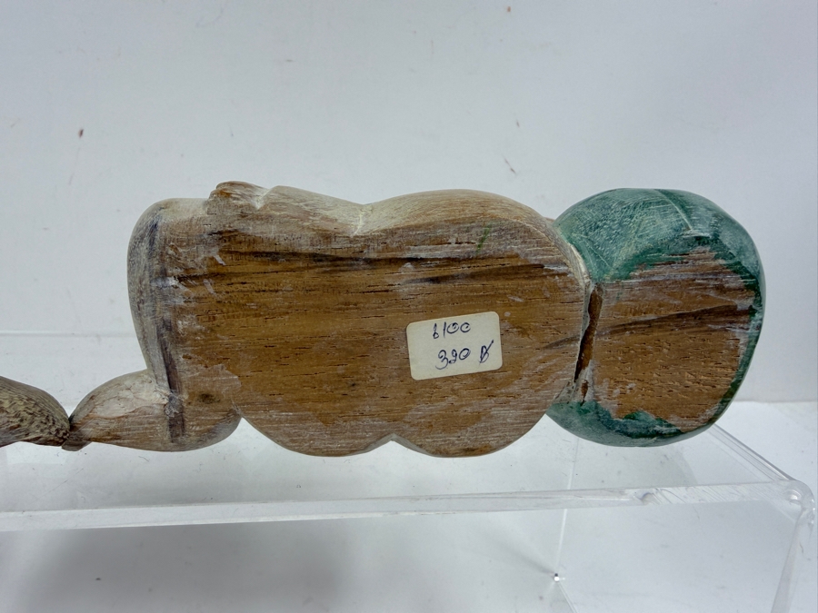 Vintage Asian Hand-Carved Wood Sculptures Depicting A Sleeping Boy And Girl - Good Luck Sleeping Melon Babies 6'W X 4'H
 [Photo 5]