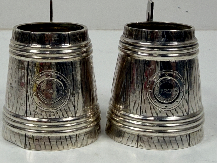Pair Of Small Russian Silver 84 (87.5% Silver) Handled Cups 2.125'H 66.3g $167 Silver Melt Value [Photo 3]