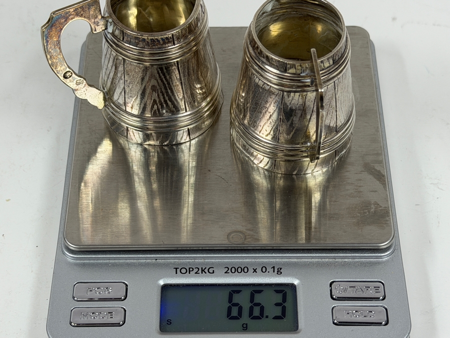Pair Of Small Russian Silver 84 (87.5% Silver) Handled Cups 2.125'H 66.3g $167 Silver Melt Value [Photo 9]