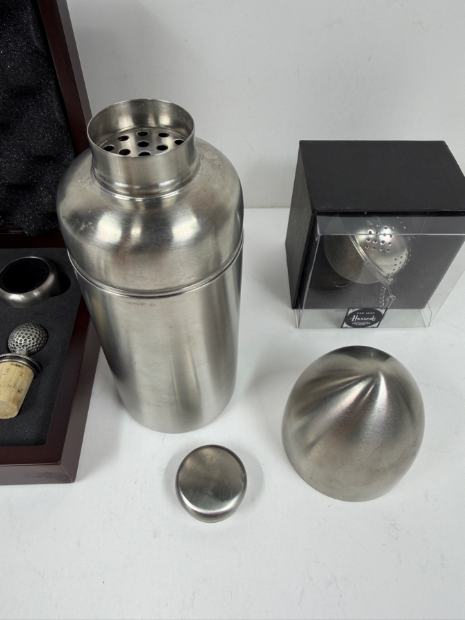 Collection Of Vintage Barware And Cocktail Tools Including Dunhill Bullet-Shaped Cocktail Shaker, Cork Lift Set And Tea Infuser From Harrods [Photo 8]