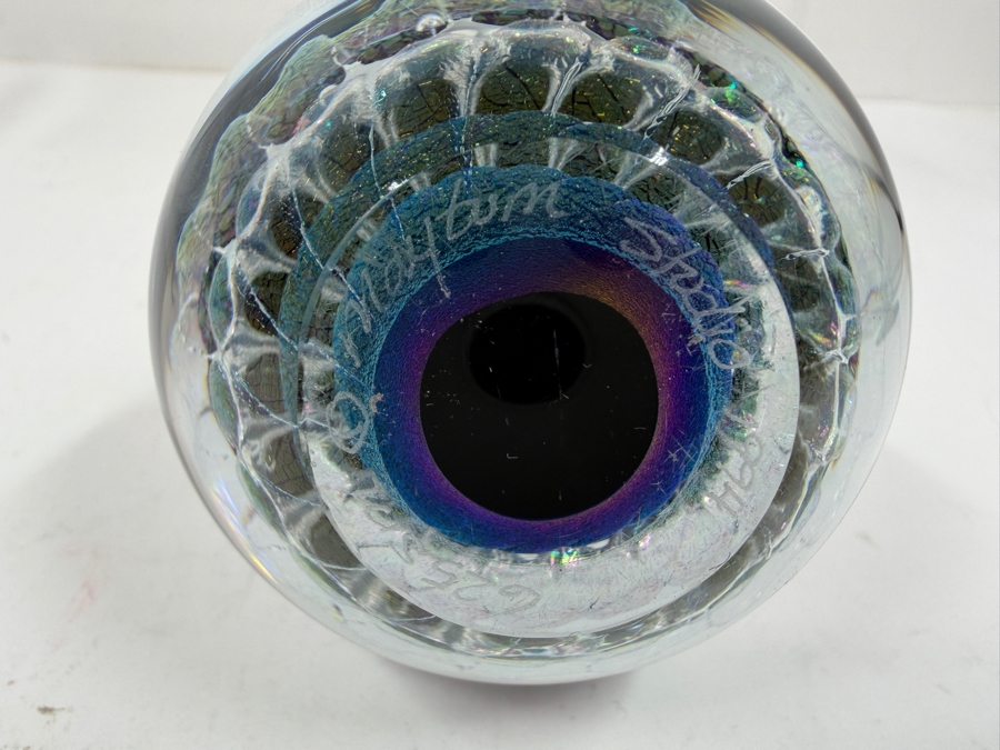 Signed Vintage Art Glass Paperweight By Brian Maytum 4'H
 [Photo 4]