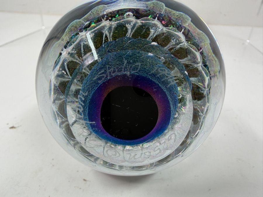 Signed Vintage Art Glass Paperweight By Brian Maytum 4'H
 [Photo 6]