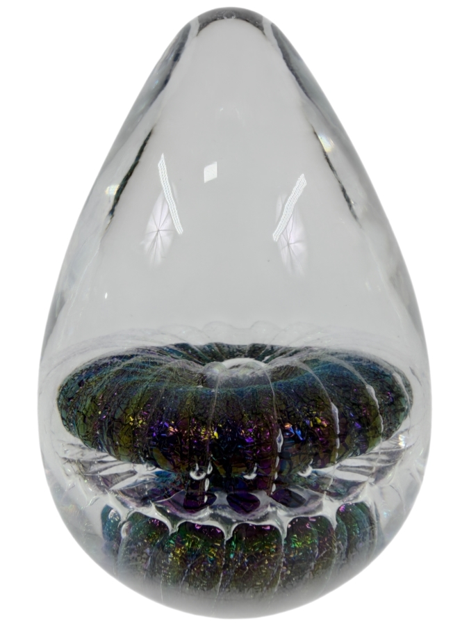 Signed Vintage Art Glass Paperweight By Brian Maytum 4'H
