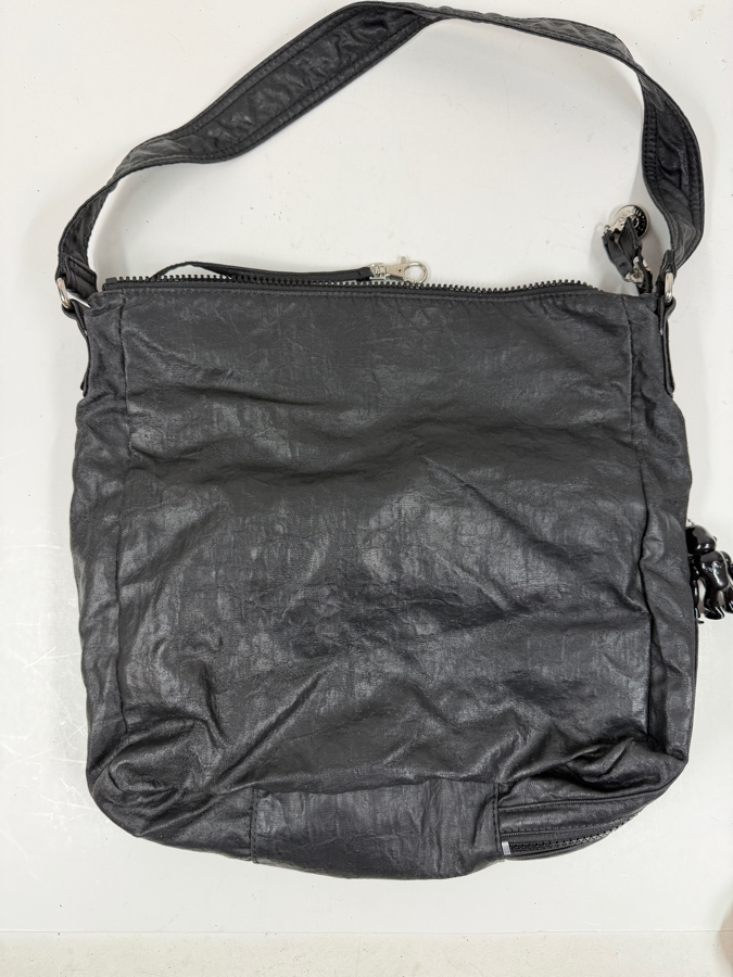 Black Faux Leather Kipling Crossbody Bag With Monkey Charm 14'W X 13'H [Photo 4]