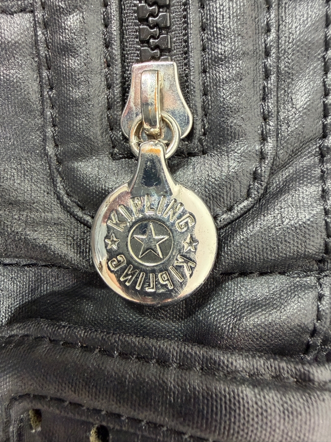 Black Faux Leather Kipling Crossbody Bag With Monkey Charm 14'W X 13'H [Photo 3]